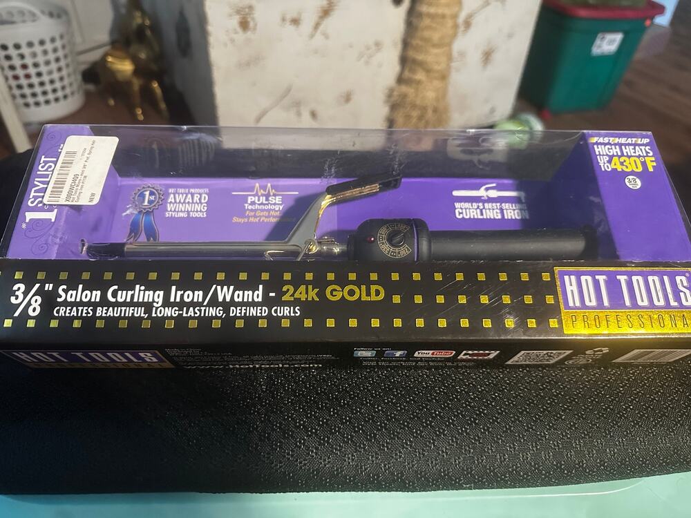 NEW Hot Tools 3/8” Salon Curling Iron Gold Barrel Model 1138